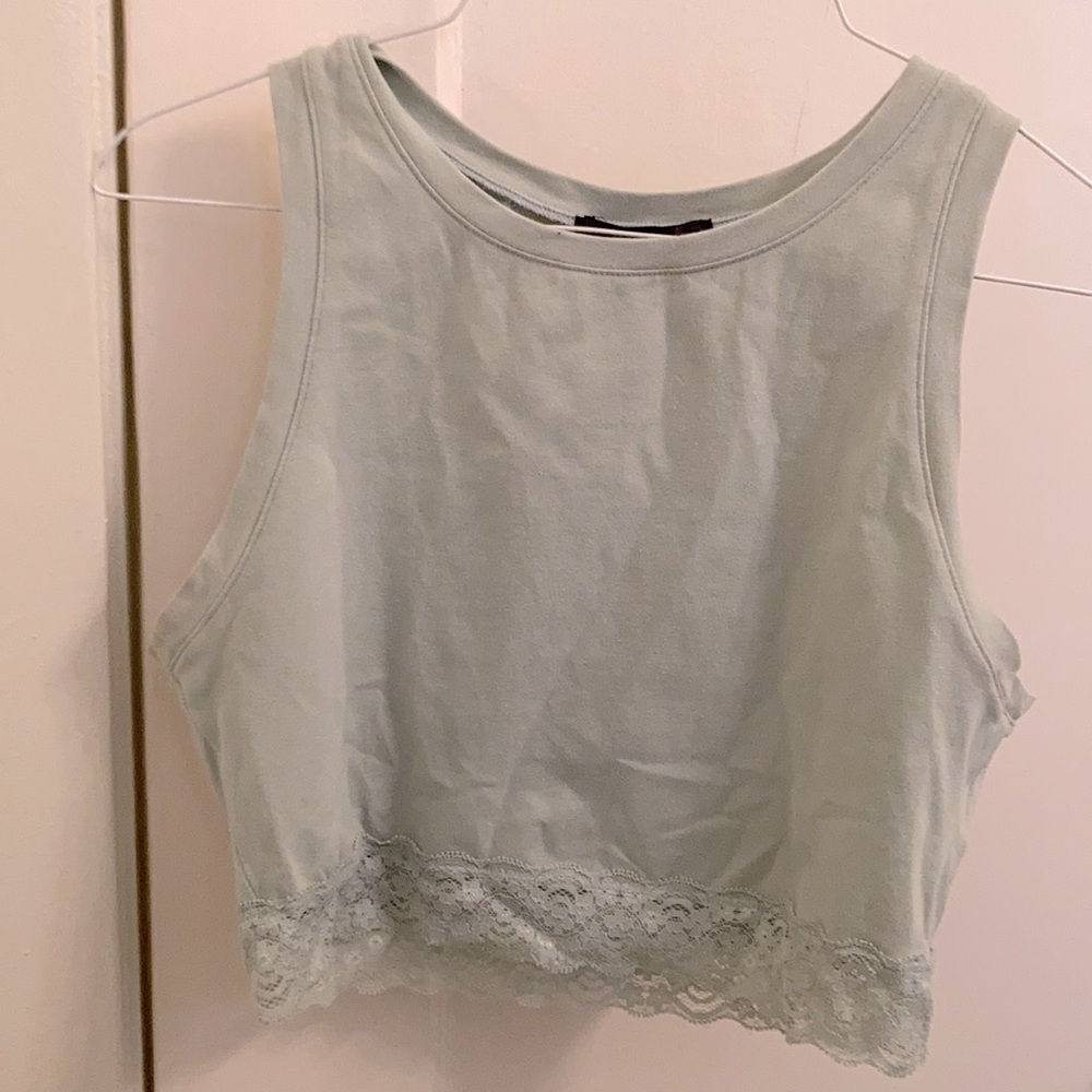 🍃 FREE+ mint tank crop top with lace trim 🍃